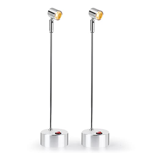 色：21cm-電球色-2個セット zmayastar 電池式 LEDスポットライト 2個セット 特恵のセット 配線いらず LEDライト バックライト ショーケース照明 天井照明 角度調節 SH-2PLED-10 (21cm-電球色-2個セット)