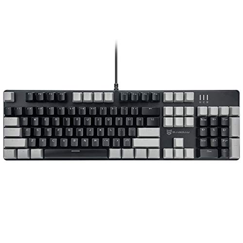 色：黒軸-グレーとブラック Merdia メカニカル式ゲーミングキーボード 全104キーボード US配列 USB有線キーボード LEDバックライト付き (黒軸-グレーとブラック)