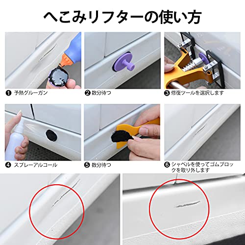 サイズ 58点キット デントリペアツール Bluefire 凹み直し 車 へこみ直し修理キット バキュームリフター 引っ張り工具 グルーガン 凹み吸盤 デントリペア工具58点キット 収納バック付き 自動 Millesimesud Fr