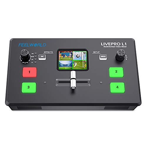 大きさ：L1 V1（可塑性物質甲殻） Feelworld LIVEPRO L1 V1 固定ディスク4チャンネルライブプロダクションビデオスイッチャー4xHDMIインプット USB3.0界面とHDMI最終生産物はPGMとPVWを自主独往して据え付けるできます 2