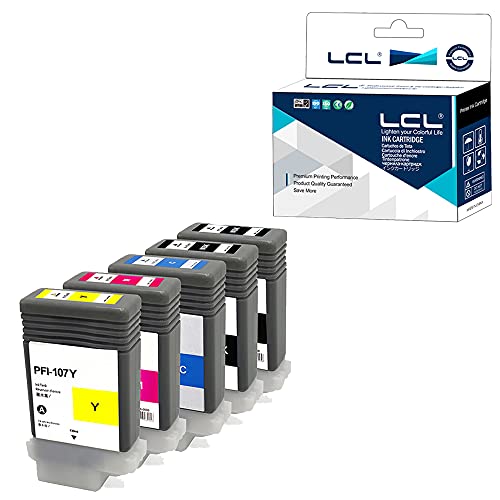 LCL Canon用 加農砲用 PFI107 PFI-107 PFI-107MBK PFI-107C PFI-107M PFI-107Y 6705B001 6706B001 6707B001 6708B001 130ML （5風呂敷き包み 2つや消し黒いこと シアン マゼンタ 黄色） 取り替えっこインキ薬莢 相応う機種：Canon