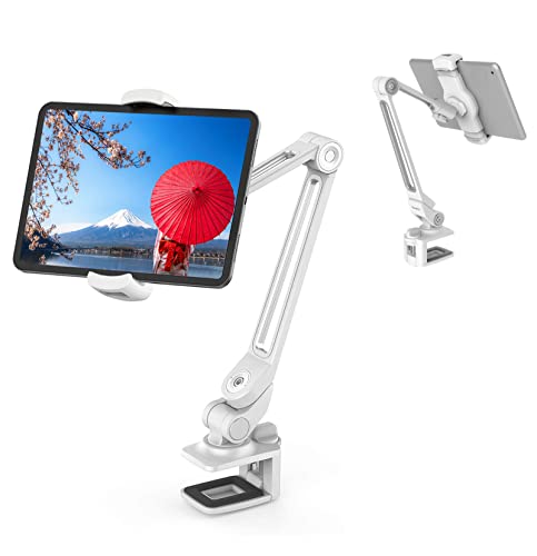 色：ホワイト ZenCT タブレット スタンド タブレット ホルダー ipad スタンド タブレット アーム スタンド スマホとタブレット両用 折りたたみ 360度調整 アーム式 iPad mini/iPad air/iPad2/3/4/ Nexus 7/