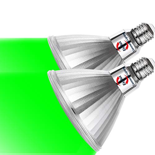 色：緑色光 サイズ：150W相当 色付きの光 Explux LEDハイビーム電球 緑色光 150W相当 E26口金 屋外防水防劣化 調光対応 ガラスボディ PAR38 ビームランプ 121mm径 2個入