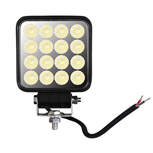 サイズ：角形 48W スイッチ付き LED 作業灯 ワークライト 直径118mm 補助灯 広角 48W スイッチ付き 投光器 ノイズレス対策品 DC12V 24V兼用 IP67防水 車 船 機械 キャンプ 汎用 １個 Lightronic ｜サンデーモーニング　店