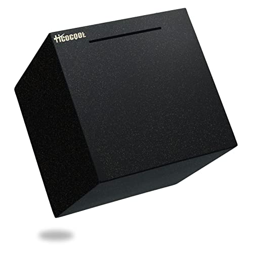色：ブラック サイズ：19cm 1000万円 貯まる*正方形 ステンレス製の貯金箱*あけられない 貯金箱大容量メタルバ*ンクまずは1000万円貯められる*19x19x19cm，ブラック