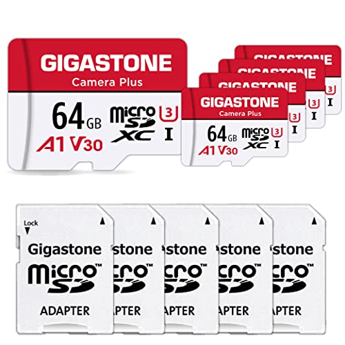 色：Camera Plus 5-Pack サイズ：64GB 4K 動画録画 Gigastone マイクロsdカード 64GB 5個セット, 4K UHD録画, 5 SDアダプタ付き 5 ミニ収納ケース付き, UHS-I MicroSDXC U3 C10 95MB/S