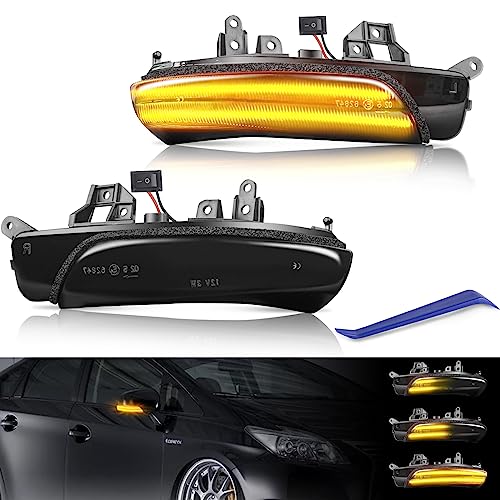 サイズ：スモーク GemPro ミラーウィンカー LED プリウス PHV 30系 G's対応 プリウスα 40系 クラウン200系 カムリ40系 ウィッシュ20系 マークX130 マークXジオ10系 サイ10系前期 ラクティス120系 トレジ｜サンデーモーニング　店