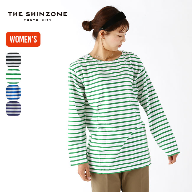 セザンヌ オーガニックコットン 肩ボタン ボーダーマリンTシャツ Shinzone｜マリン ボーダー 長袖Tシャツ カットソーMARINE