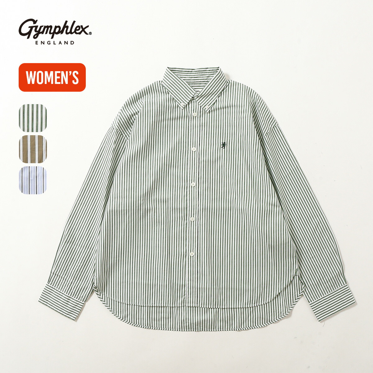 Gympleex ストライプ 長袖シャツ Lサイズ Gymphlex｜コットン レギュラーカラー ストライプ 長袖