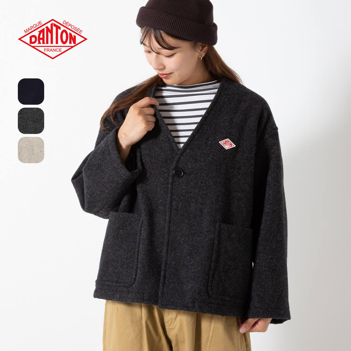 DANTON ダントン ウールモッサ Vネック ジャケット　チャコール38サイズ 楽天市場】【正規取扱店】 ダントン Vネックジャケット DANTON V