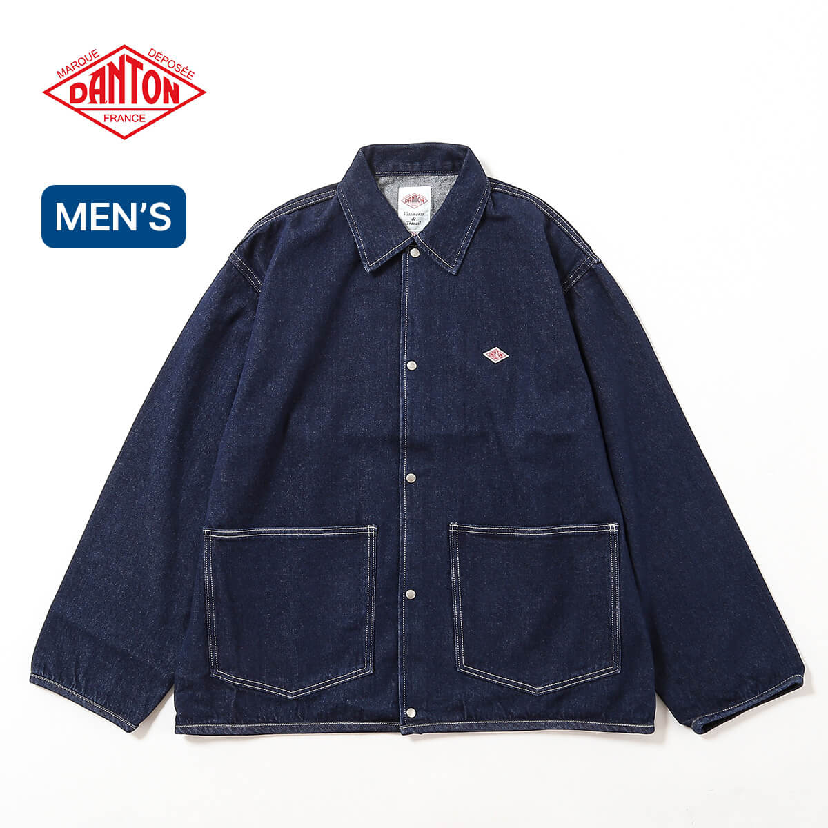 DANTONデニムカバーオールジャケット丸襟ワーク日本製インディゴBEAMS