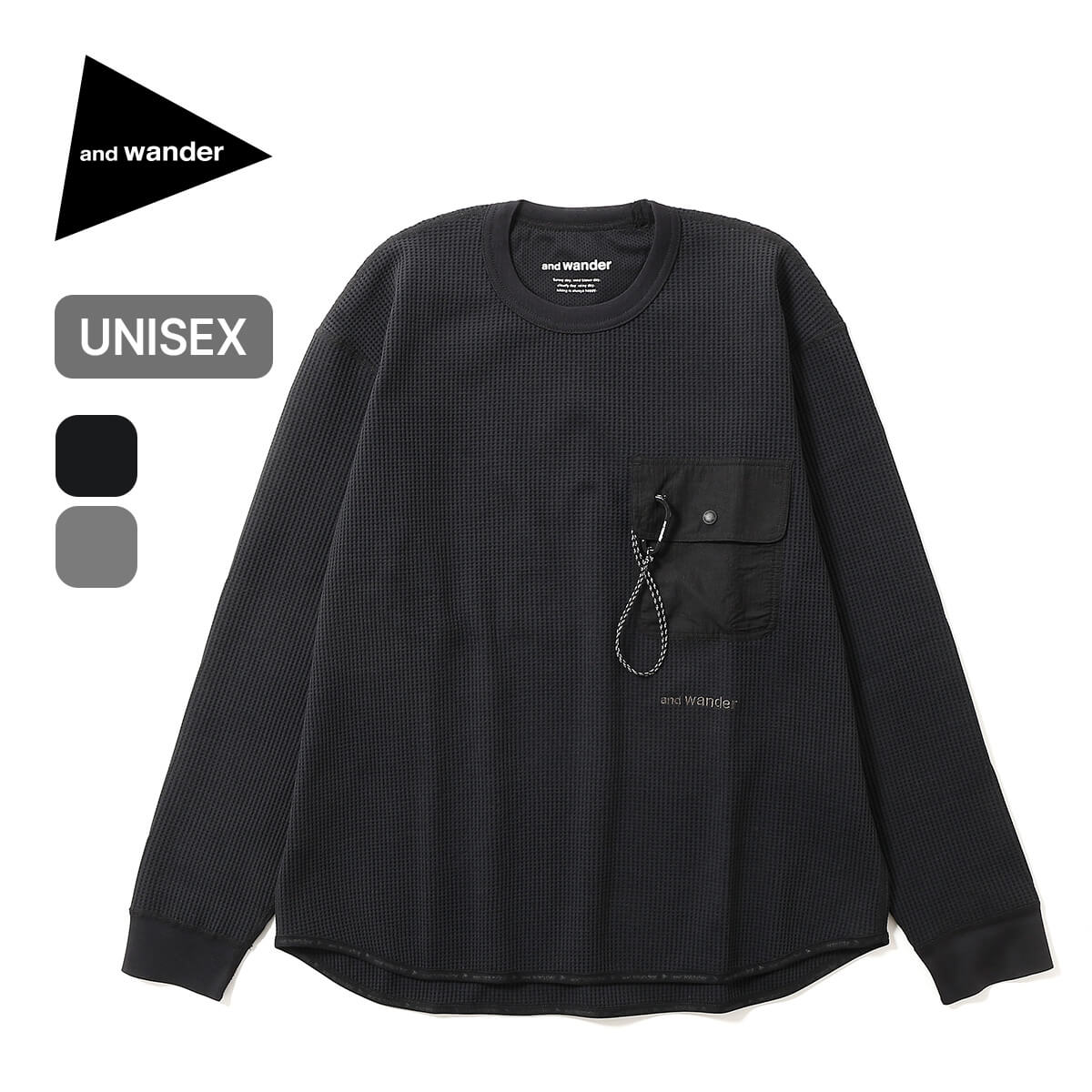 and wander アンドワンダー PE ワッフルロングスリーブT オリーブ and wander アンドワンダー PE ワッフルロングスリーブT オリーブ