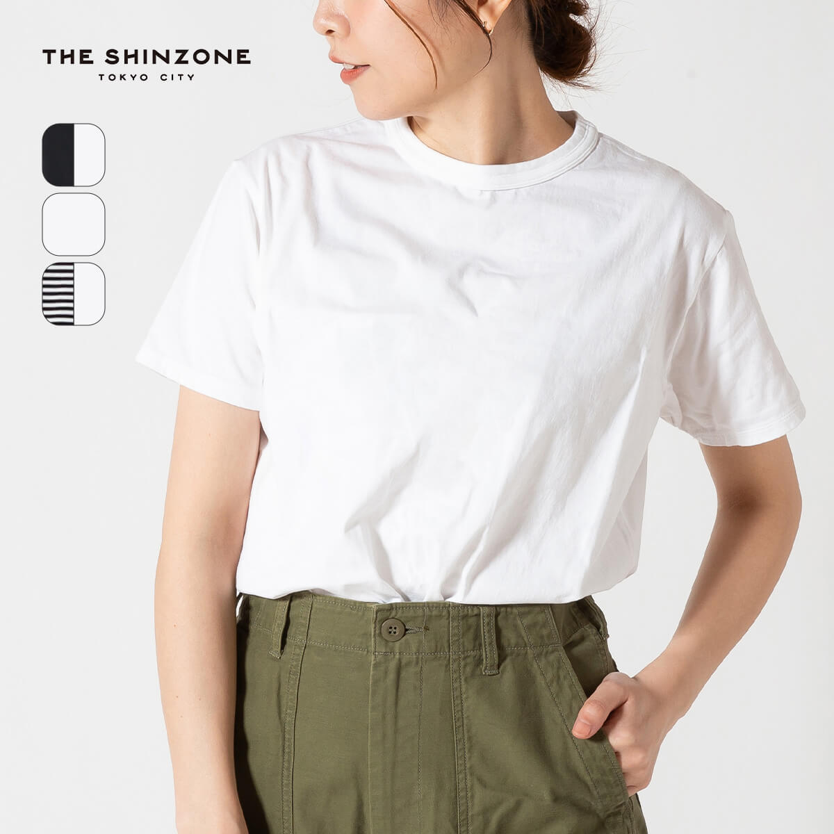 ザ シン領域 容器に並べるTEE THE SHINZONE PACK TEE レディース ウィメンズ 20SMSCU66 トップス ティーシャツ 半袖 労働者の一団のど首 2枚入り口・入口 書き割り 分かりやすい 無地T 間借り人T 日本製 今めかしい 難民キャンプ アウトドア