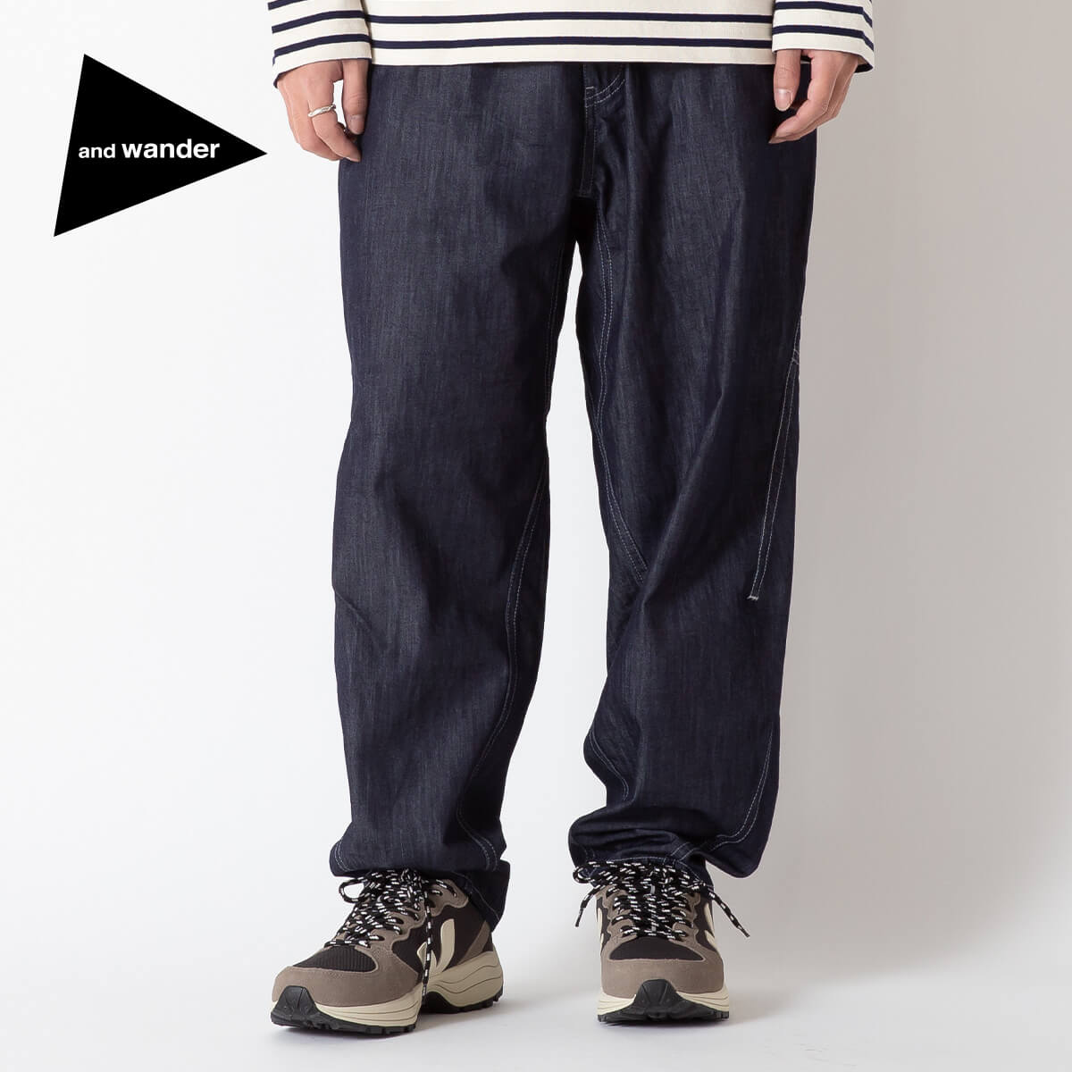 アンドワンダー ドライイージーデニムワイドパンツ and wander dry easy denim wide pants ユニセックス メンズ ウィメンズ レディース 5746182099 ボトムス ロングパンツ 長ズボン おしゃれ キャンプ アウトドア