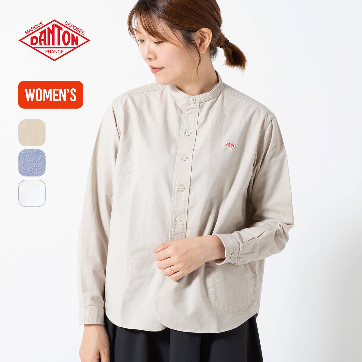 【正規取扱店】 ダントン バンドカラーシャツL/S オックスフォード DANTON WOMEN'S OXFORD BAND COLLAR SHIRT PLAIN ウィメンズ #DT-B0279 SOX 長袖シャツ ポケット付き ロングスリーブ ワークスタイルシルエット カジュアル トップス シンプル おしゃれ キャンプ アウトドア|サンデーマウンテン Select Deals