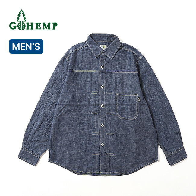 【SALE 30%OFF】ゴーヘンプ プリーツワークシャツ GOHEMP PLEATS WORK SHIRTS メンズ GHS3134CBO 襟シャツ トップス 長袖 おしゃれ キャンプ アウトドア|サンデーマウンテン Select Deals