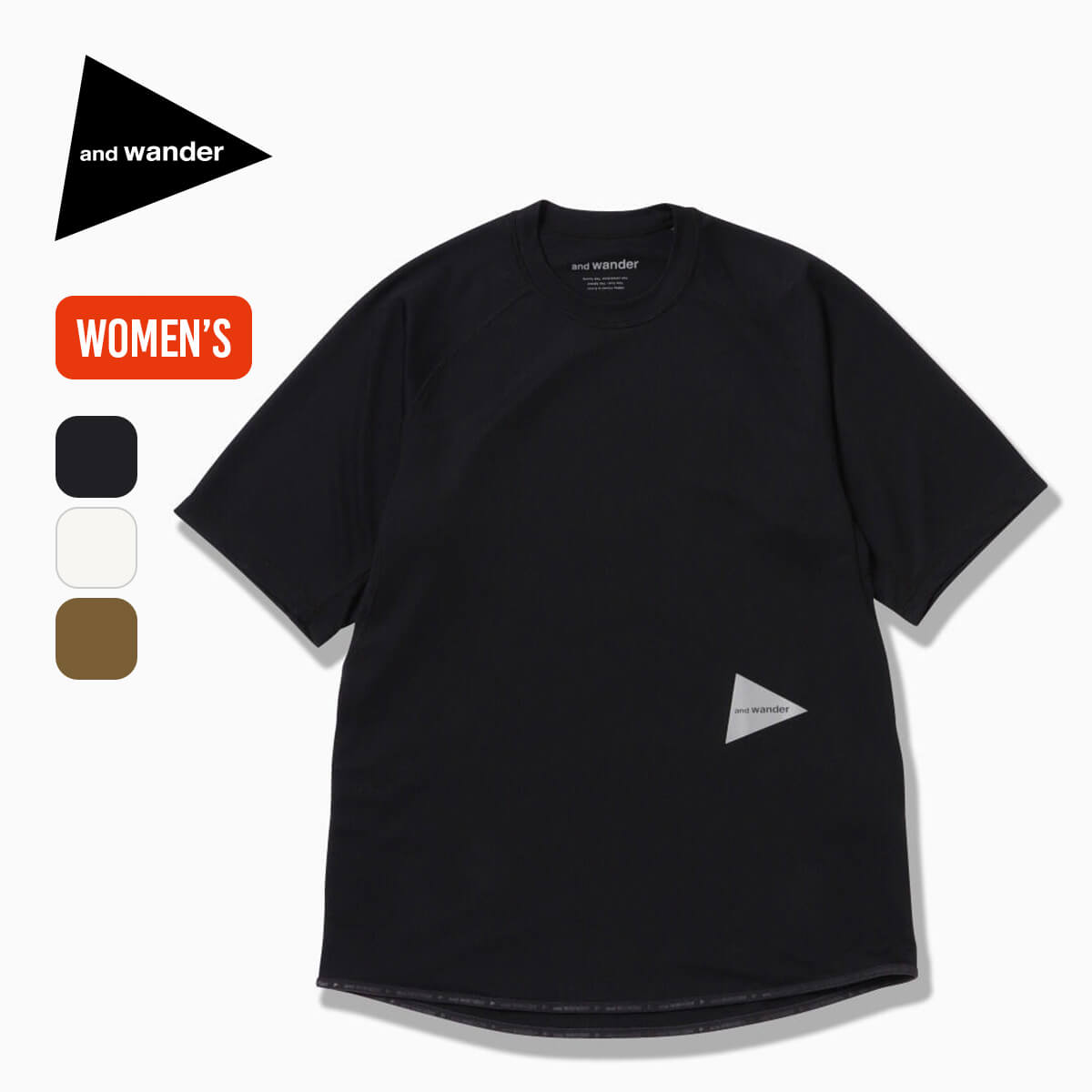 アンドワンダー ドライジャージーラグランショートスリーブ T and wander dry jersey raglan short sleeve T ウィメンズ レディース 5746964031 ベースレイヤー インナー トップス 半袖 キャンプ アウトドア