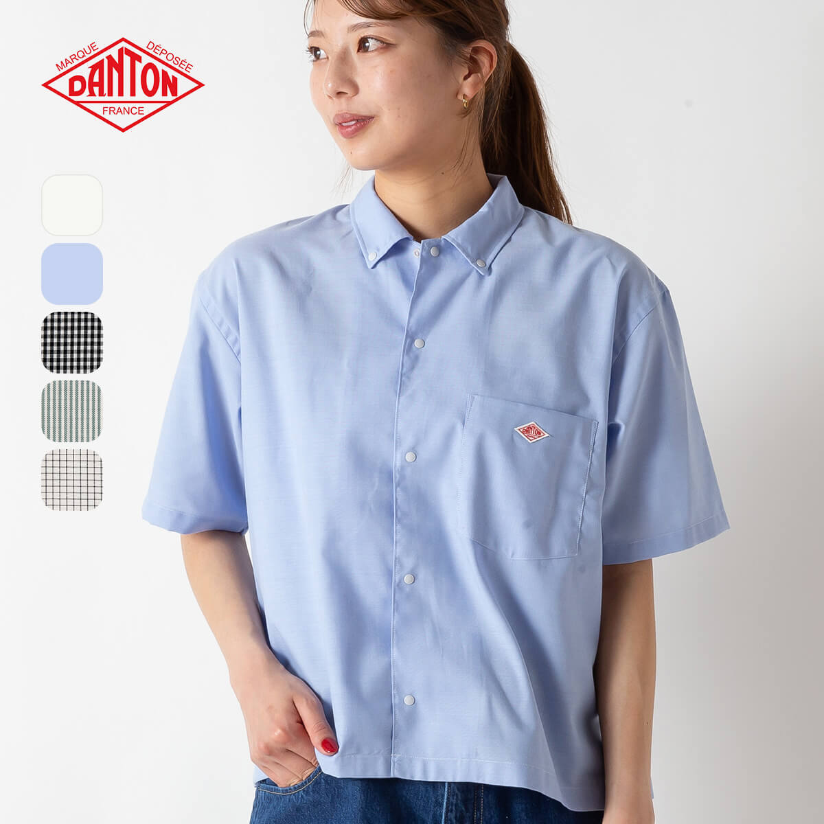 【正規取扱店】 ダントン ドットボタンB.D.ショートシャツS/S DANTON DOT BUTTON B.D. SHORT SHIRT S/S ウィメンズ レディース #DT-B0336 POD 半袖 トップス ショートスリーブ カジュアル おしゃれ キャンプ アウトドア