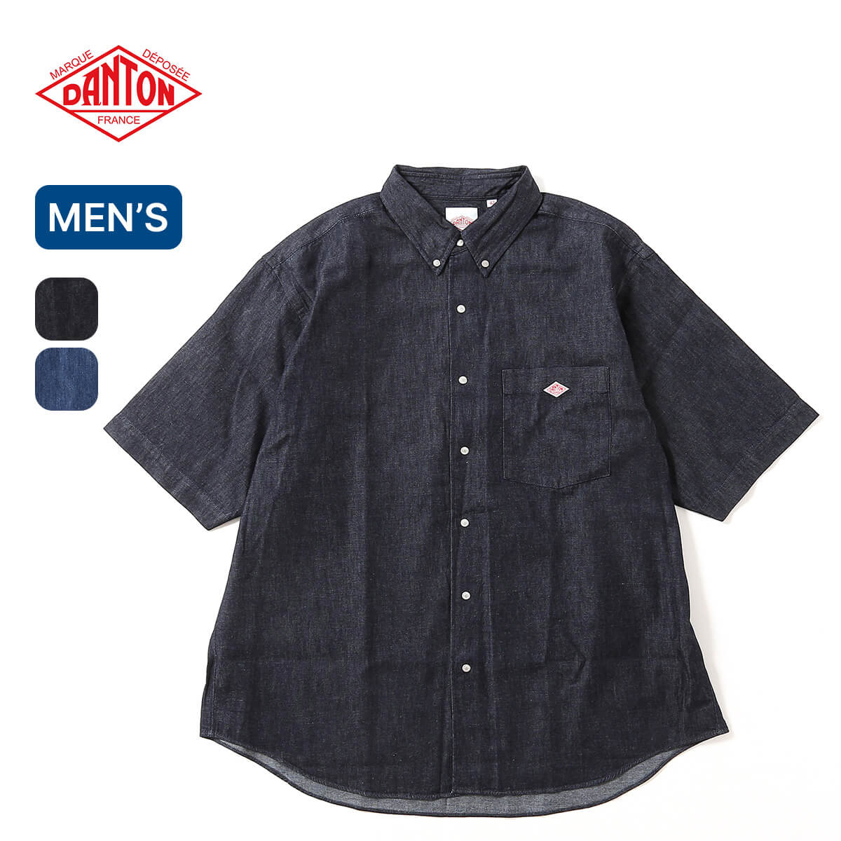 【正規取扱店】 ダントン ドットボタンB.D.シャツS/S デニムダンガリー メンズ DANTON DOT BUTTON B.D. SHIRT S/S #DT-B0337 DUG 半袖 トップス ショートスリーブ カジュアル おしゃれ キャンプ アウトドア