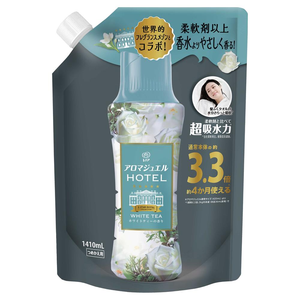P&G レノア ハピネス アロマジュエル 香り付け専用ビーズ ホワイトティー 詰め替え 超特大 1410mL 【5個セット】