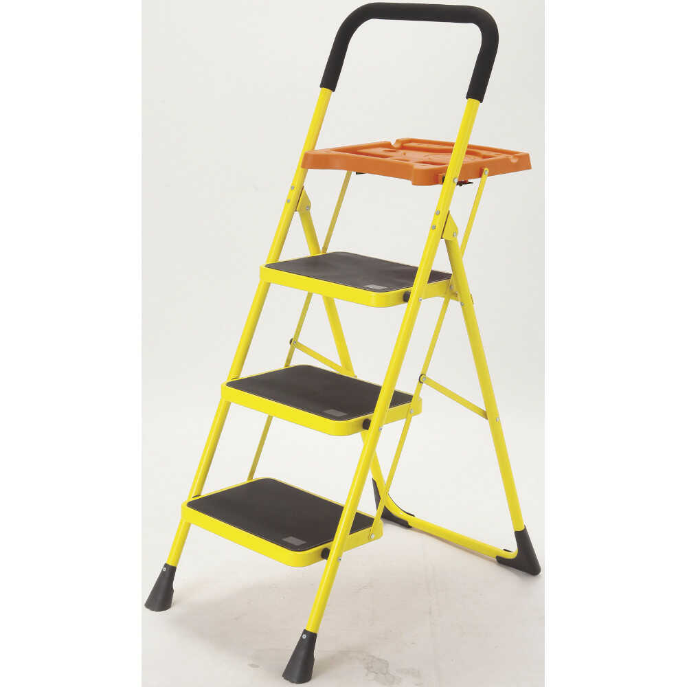 スチールデコ 便利なトレー付き脚立 3段[02890] 【直送品】 返品・キャンセル・他商品と同時購入は不可