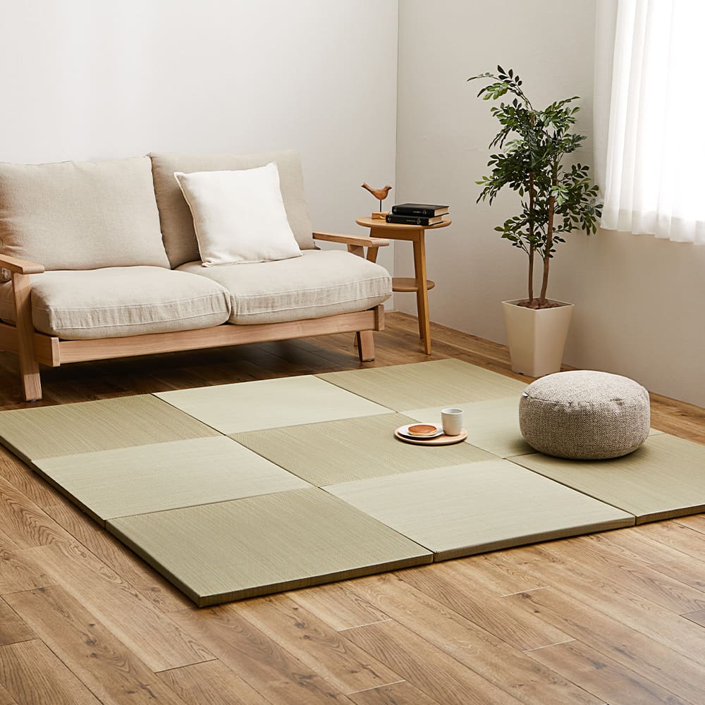 カラーの選べる軽量置き畳 紗彩 ナチュラル 同色9枚組 【直送品】 返品・キャンセル・他商品と同時購入は不可