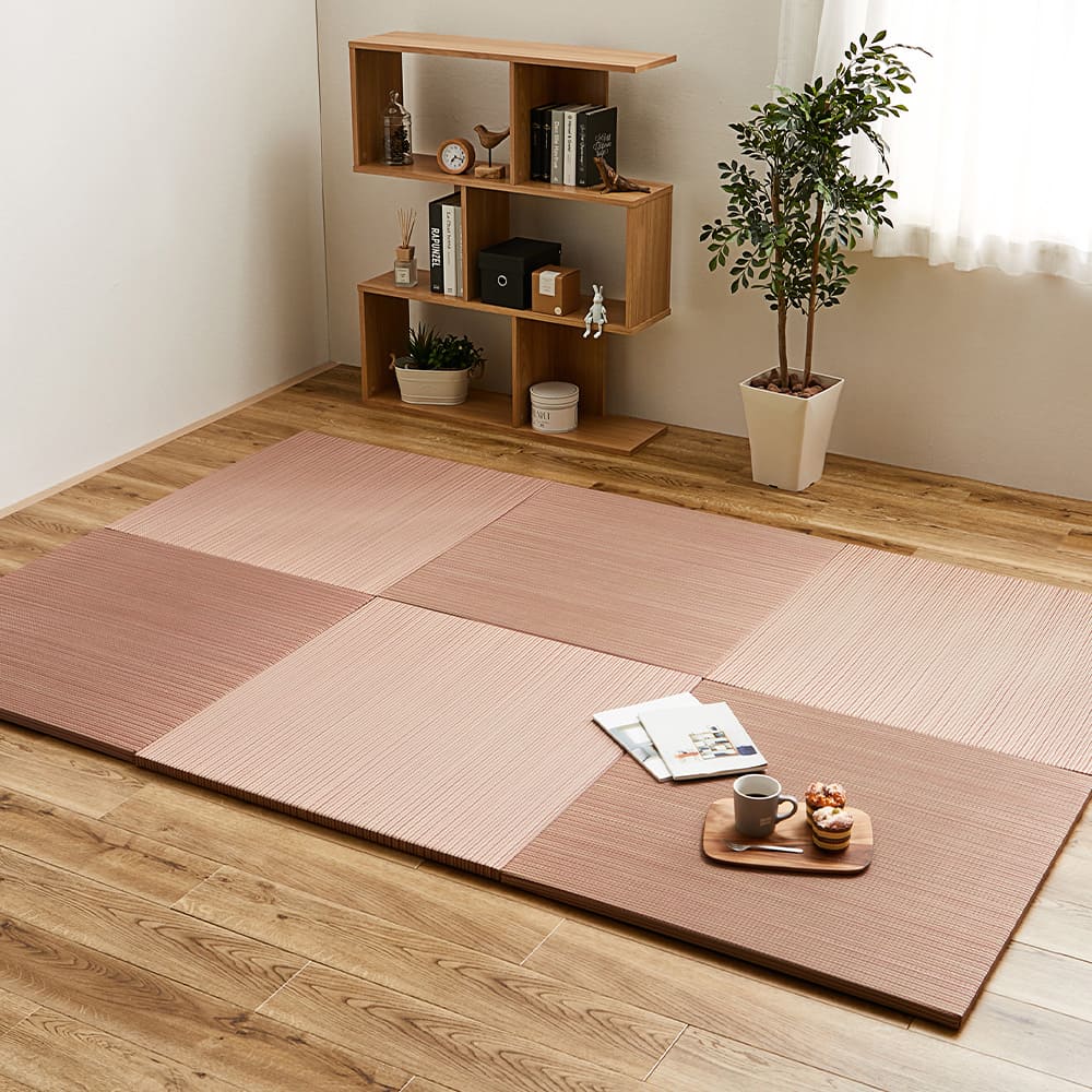 カラーの選べる軽量置き畳 綾川 レッド 同色6枚組 【直送品】 返品・キャンセル・他商品と同時購入は不可 10,943円