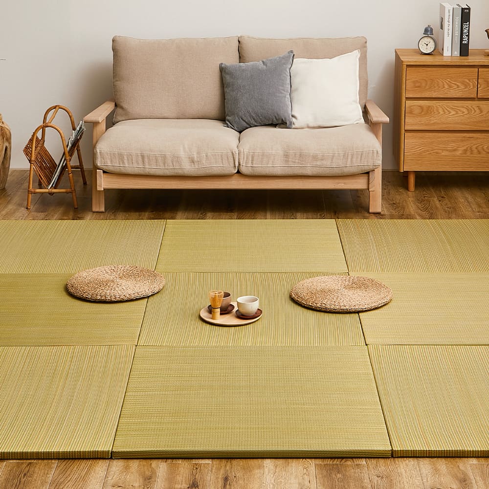 カラーの選べる軽量置き畳 綾川 イエロー 同色9枚組 【直送品】 返品・キャンセル・他商品と同時購入は不可