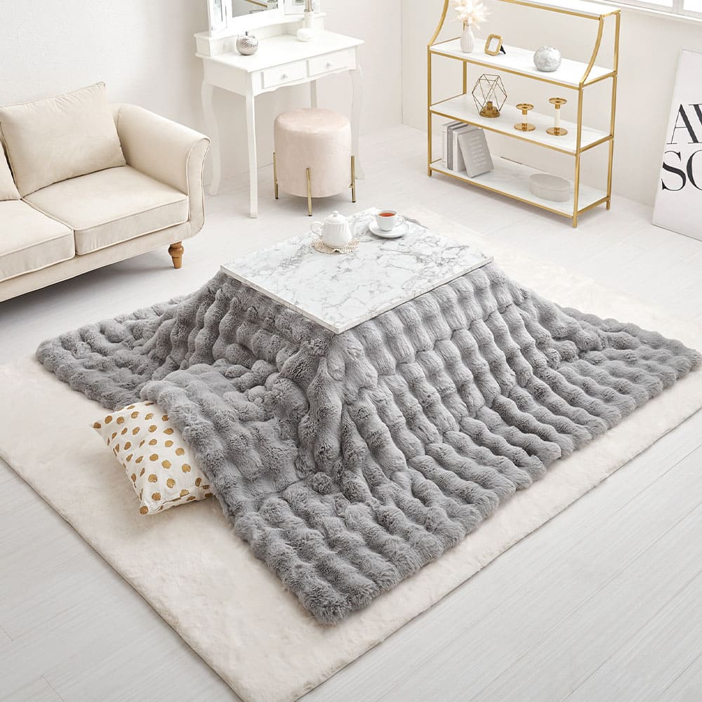 こたつ布団 ルナ 約190×190cm グレー 【直送品】 返品・キャンセル・他商品と同時購入は不可