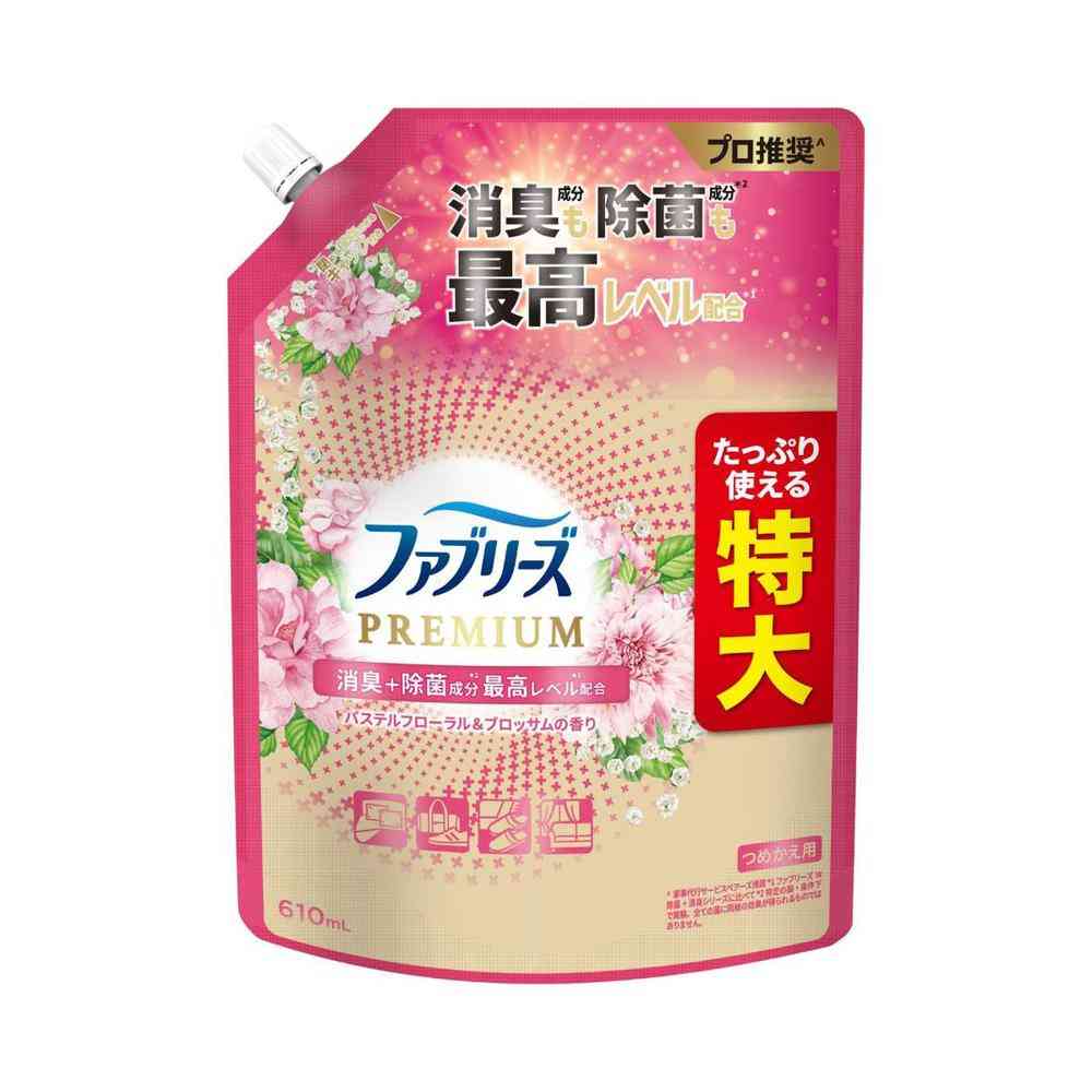 P&G ファブリーズ W除菌+消臭 プレミアム パステルフローラル&ブロッサムの香り つめかえ 特大サイズ 610mL 【12個セット】