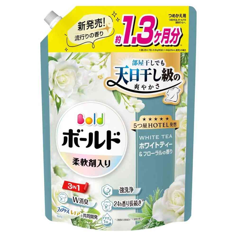 P＆G ボールド ジェル ホワイトティー＆フローラルの香り 詰替 超ジャンボ 960g 【8個セット】