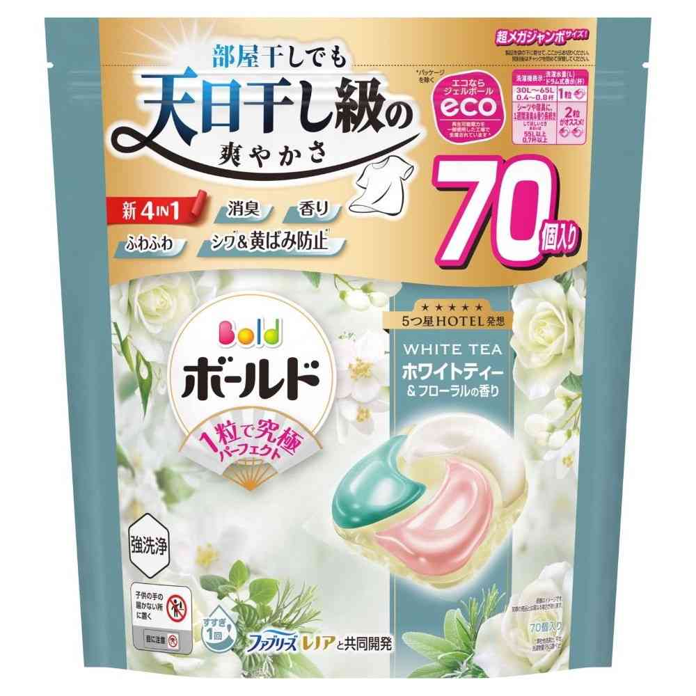 【ポイント10倍】P＆G ボールド ジェルボール4D 心弾けるホワイトティー＆フローラル 詰替 超メガジャンボ 70個 【4個セット】
