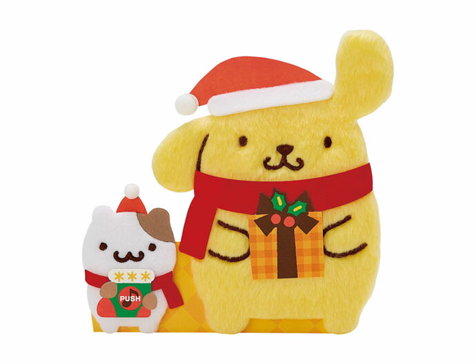 楽天市場 クリスマスカードキャラクターカード 素材付きライト メロディーカード ポムポムプリン ジングルベル S7437 サンリオ 季節のグリーティングカード 光る マフィン サンタクロース かわいい 電池交換 サンフェロー