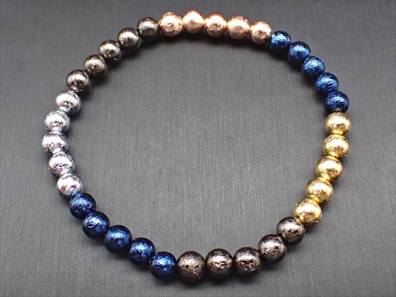 【ブレスレット】 ミックスカラーギベオン （鉄隕石） 品質ＡＡＡ Φ6±0.2mm 30.25g 【鑑別書付き】