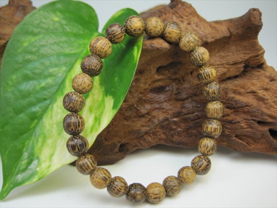 【ブレスレット】 キャラ(伽羅) 沈水香木(虎皮) ベトナム産 品質ＡＡＡ Φ8±0.2mm 【一点物】