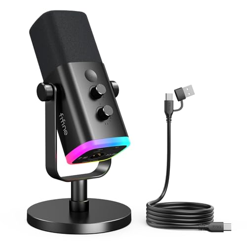 FIFINE ダイナミックマイク XLR USB繋ぎ合わせる ゲーミングマイク 配送用 ゲーミング むき出し指向性 パソコン マイコン プレステ ミキサー相応う