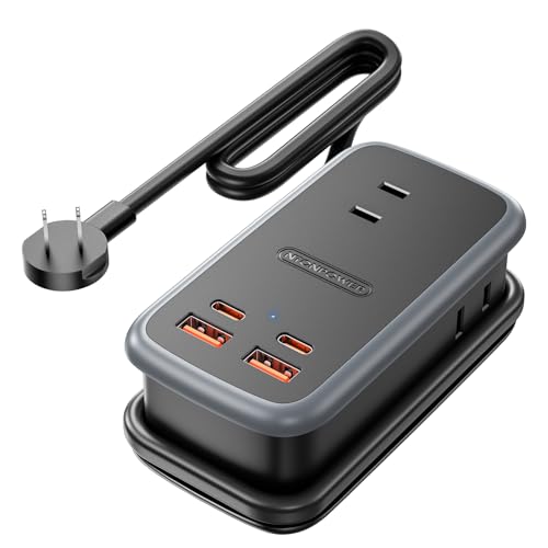 電源タップ 薄型プラグ 延長コード 1.27m 急速充電 65W 3個AC口 2USB-Cポート 2USB-Aポート 7-in-1 壁掛け/テー