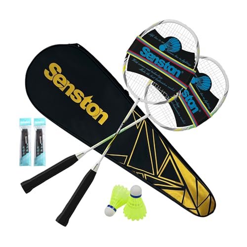 Senston 2本組みバドミントンラケットセットカーボンファイバーバドミントンラケット-1つのキャリングバッグが含まれています