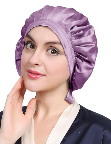 [LilySilk] 天然シルク100% ナイトキャップ 枝毛防止 保湿美髪 ロングヘア用 お休みキャップ 就寝用 産後用 (1/4周ゴム) (