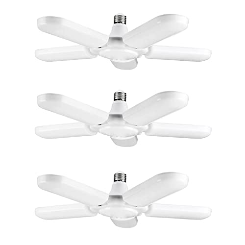 ペンダントライト ガレージライト 100W 3個セット 6500K E26 LED電球 6灯式 昼白色 高輝度 折りたたみ式 小型 工事不要 角