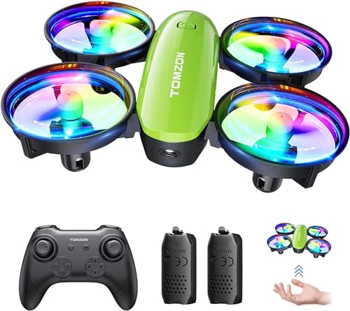 ドローン 子供向け 100g未満 Tomzon LEDライト付き トイドローン ワンキー離陸 ヘッドレスモード 高度維持 手投げ 放り投げ 宙返