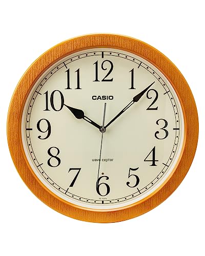 CASIO(カシオ) 壁掛け時計 壁掛け時計 電波時計 木目調 ステップ秒針 夜間秒針停止 薄茶 和室 IQ-1021J-7JF