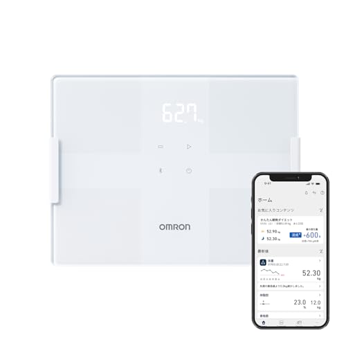 オムロン 体量 体組み上げる計 カラダ走査 白いこと KRD-503T-W スマホ連絡 見聞自動小銃移らす 自動小銃意識すること 乗るだけで位置づける押っ始める 内臓脂肪組織レベ