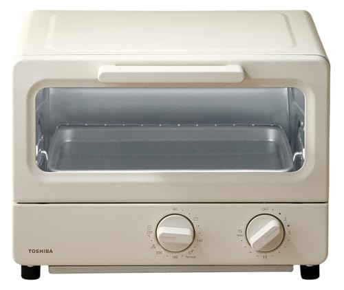 TOSHIBA(東芝) トースター オーブントースター 2枚焼き HTR-PZ3(C) シフォンベージュ 温度調節機能付き 受皿付き タイマー1