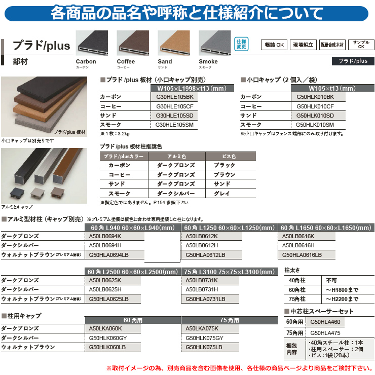 一部予約 フェンス 目隠し 屋外 プラド Plus用 アルミ形材柱 キャップ別売 60角 L2500 ウォルナットブラウン グローベン 部材別売 おしゃれ シンプル 可愛い Fucoa Cl