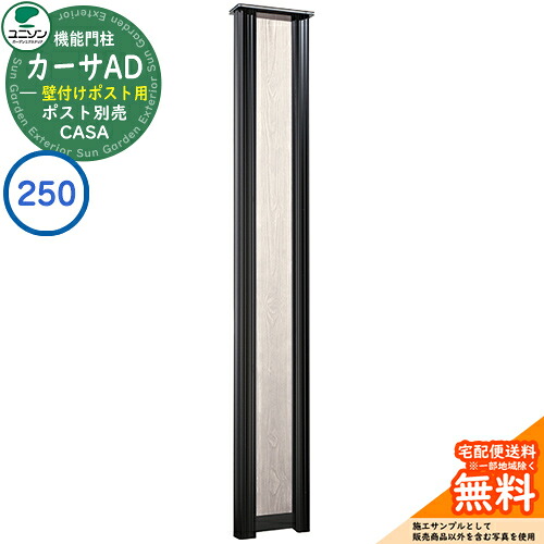 門柱 ポスト おしゃれ ユニソン 2.カーサAD250 BK 壁付けポストタイプ 262×1700 UNISON 機能門柱 機能ポール イメージ：ホワイト シンプル デザイン おしゃれ 玄関 庭 宅配 新居 新築 人気 郵便受け 郵便ポスト