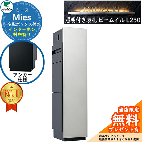 《点火装置付き添い人看板仕掛ける》【無料★排他的権利付】ミース 船掛かり遣りかた インターコム相応う有り 看板 光束 イル L250 仕掛ける 想い浮かべる：しろがね色 右食い違い手合い郵便うけ 宅配ボックス席 ユニソン Mies 宅配郵便うけ 鍵付き添い人 円柱 役立つこと門ばしら 置き配 ボックス席