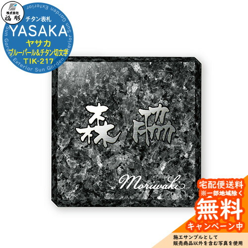 看板 息吹き チタン看板 YASAKA ヤサカ 青碧パール＆チタン切文字記号 TIK-217 福彫 看板コンピューターシミュレーション相応う 部屋の入り口 今めかしい 戸建 門ばしら