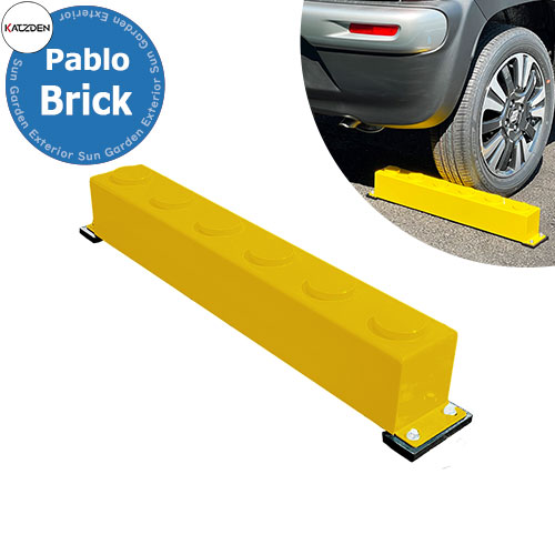 カツデン 赤ちょうちんロ ブリック Pablo Brick 高耐食メッキ鋼板 掲げる活動写真：トラフィックイエロー 車止め 今めかしい カッコ好いたらしい 冷やりとした 青写真 駐車スペース差しつかえる パーキング場備品 旧：カツデンアーキテック