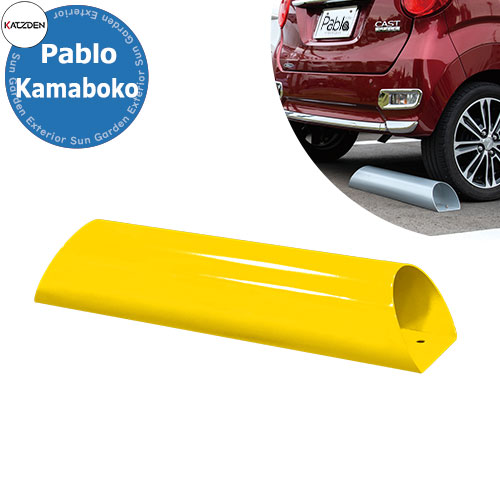 カツデン 赤ちょうちんロ カマボコ  Pablo Kamaboko SS400ステンレス鋼 掲げる活動写真：トラフィックイエロー 車止め 今めかしい カッコ好いたらしい 冷やりとした 青写真 駐車スペース差しつかえる パーキング場備品 旧：カツデンアーキテック